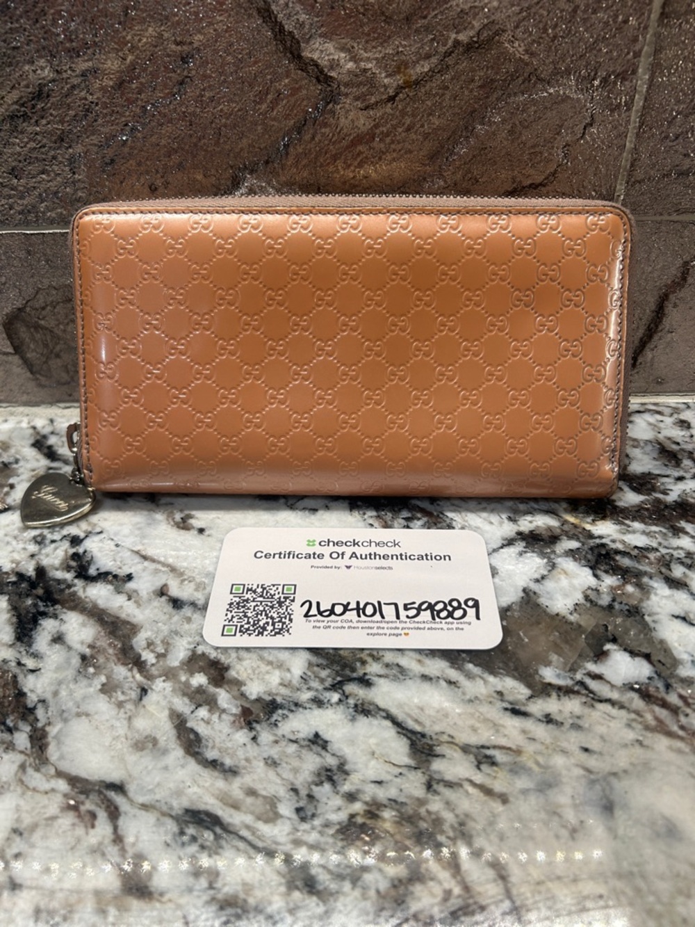 Gucci Embossed GG Zip Around Wallet in Pink COA incl.